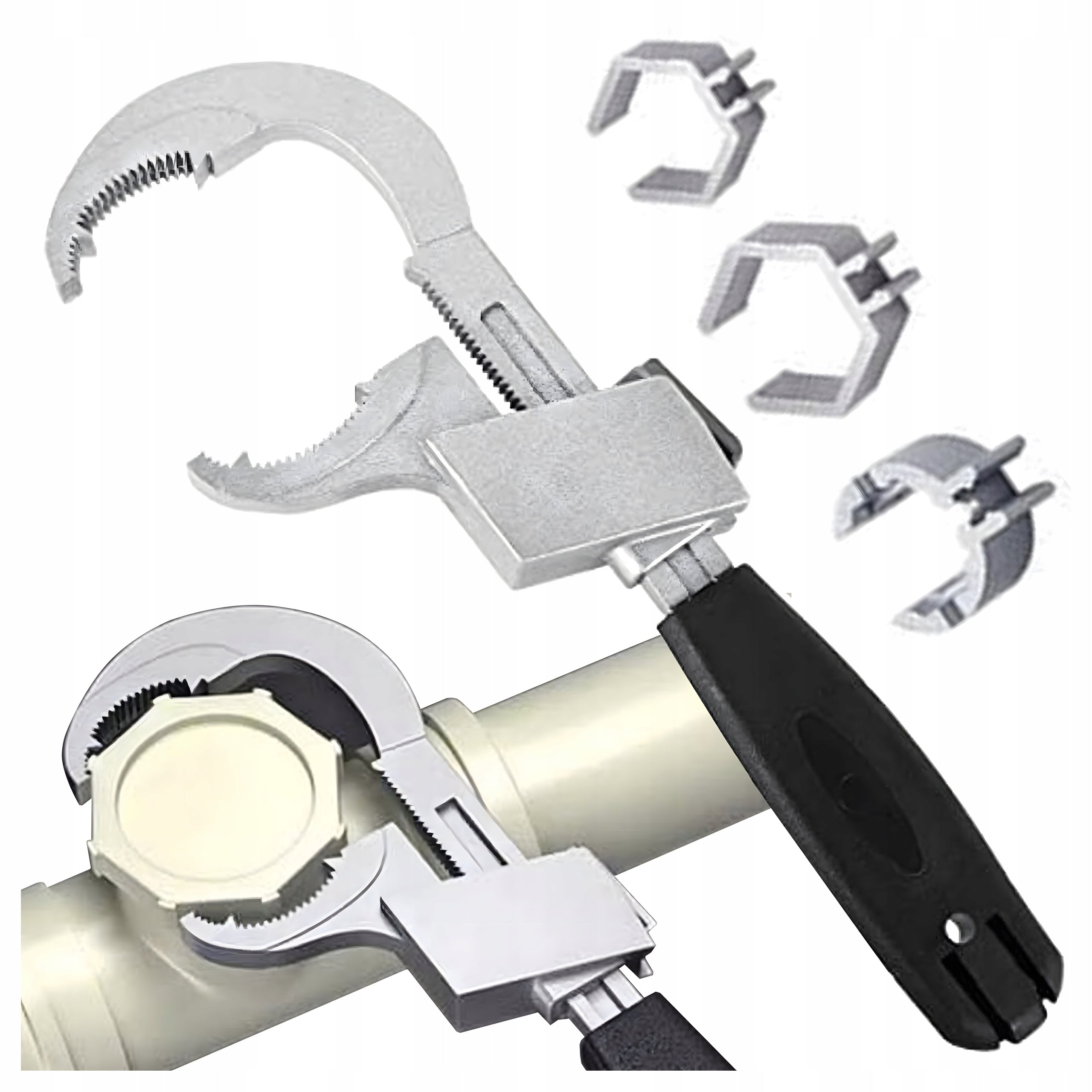 Uniwersalny zestaw kluczy dwustronnych 4 w 1 z regulacją do zlewu z 3 przegródkami na karty. Uniwersalne narzędzia do naprawy kanalizacji i wody.